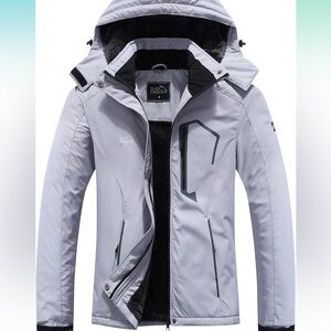 Pooluly Ski Jacket Warm Waterproof Windbreaker Hooded Raincoat Snowboarding